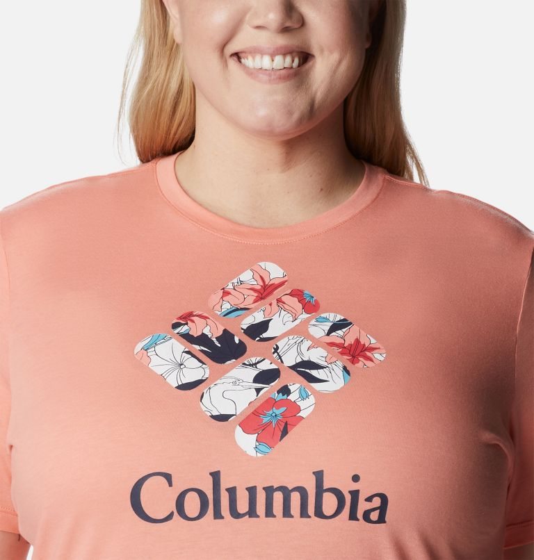 Women's Columbia Bluebird Day Relaxed Crew Neck T Shirts Coral | Plus Size CA-ML834